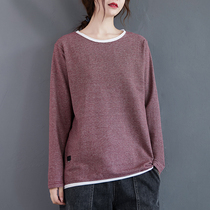 Art Fine Striped Long Sleeve T-Shirt Woman 2020 Autumn Clothing Loose Casual Leave Two Pure Cotton 100 Hitch Bottom Jersey Blouse