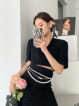 (Little relatives) Pearl small waist 2021 summer New Pearl waist chain decorative small fragrant dress