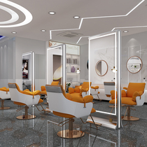 Simple and light luxury hairdressing mirror shaking sound barber mirror floor mirror stainless steel marble aluminum alloy multi-material customization
