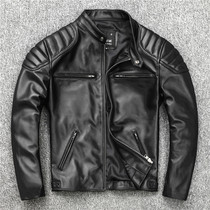 Special price to pick up leakage pure first layer sheepskin leather leather mens motorcycle stand-up collar slim short youth leather jacket jacket