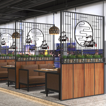 Restaurant Cassette Green Planting Partition Bar Fire Pot Shop Hotel Industrial Wind Iron Art Wrapping Room Screen Decoration Hollowed-out Customization