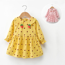 Girls Dress 2021 Spring and Autumn New Han Edition Cute Baby Strawberry Princess Skirt for childrens long sleeve