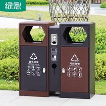 Outdoor trash can large sanitation peel box community simple creative outdoor stainless steel trash can commercial customization