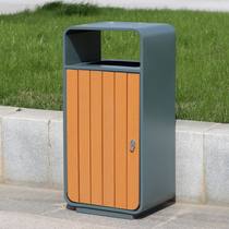 Community garbage single barrel outdoor outdoor scenic property large capacity stainless steel anti-corrosion wood peel box custom building