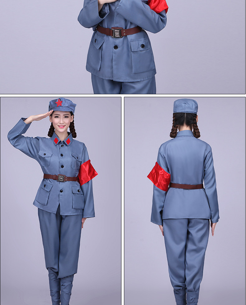 成人儿童八路军演出服套装 抗战新四军解放帽红卫兵舞蹈表演服装.