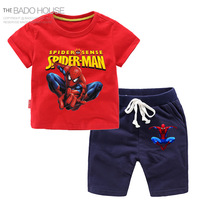 Summer 3-year-old boy Spider-Man clothes female childrens clothing foreign baby 5 short sleeve two-piece set 2020 childrens summer clothes