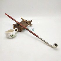 Traditional old-fashioned dry smoke bag dry pipe dry smoke Rod agate cigarette holder copper cigarette pot huanghuali solid wood pipe