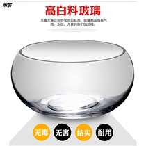 Thickened transparent glass small fish tank Gold fish tank Living room Home Desktop Round Mini Creative Small turtle cylinder