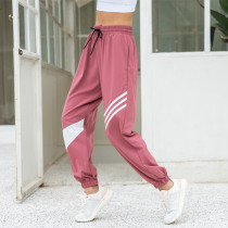 Casual sports gym pants womens loose thin yoga running breathable quick-drying drawstring pants UV protection