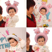 Net red headband balloon decoration childrens birthday party layout powder suction artifact WeChat Push sweep code small gift