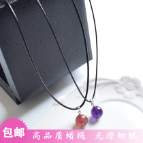 Black rope necklace for men and women leather rope can be matched with crystal pendant gold jade stone lanyard collarbone line simple