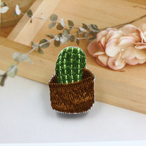 Japan-style ZAKKA wind imitation hand-embroidered creative embroidered cloth with diy clothes adorned art cactus potted plants