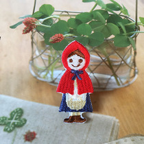 Japanese import machine fine embroidered children embroidered cloth with DIY tonic clothes decorations with cute little red hats