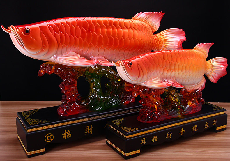 天猫招财金龙鱼摆件大号前台乔迁酒柜装饰