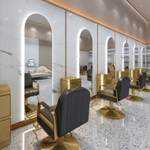 Net red hair salon special barber shop single-sided wall-mounted mirror Wall-mounted LED touch hair salon trend mirror table