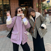 (Hu Chuliang Pocket Elf) 2020 winter tooling Parker clothing short loose lamb coat women