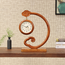 Solid wood clock clock pedestal clock Living room large African rosewood Chinese style creative ornaments decorative desktop clock