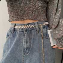 Pearl French style fine coat belt accessories Summer accessories for summer accessories Accessories Jeans Elegance Womens Waist Chain