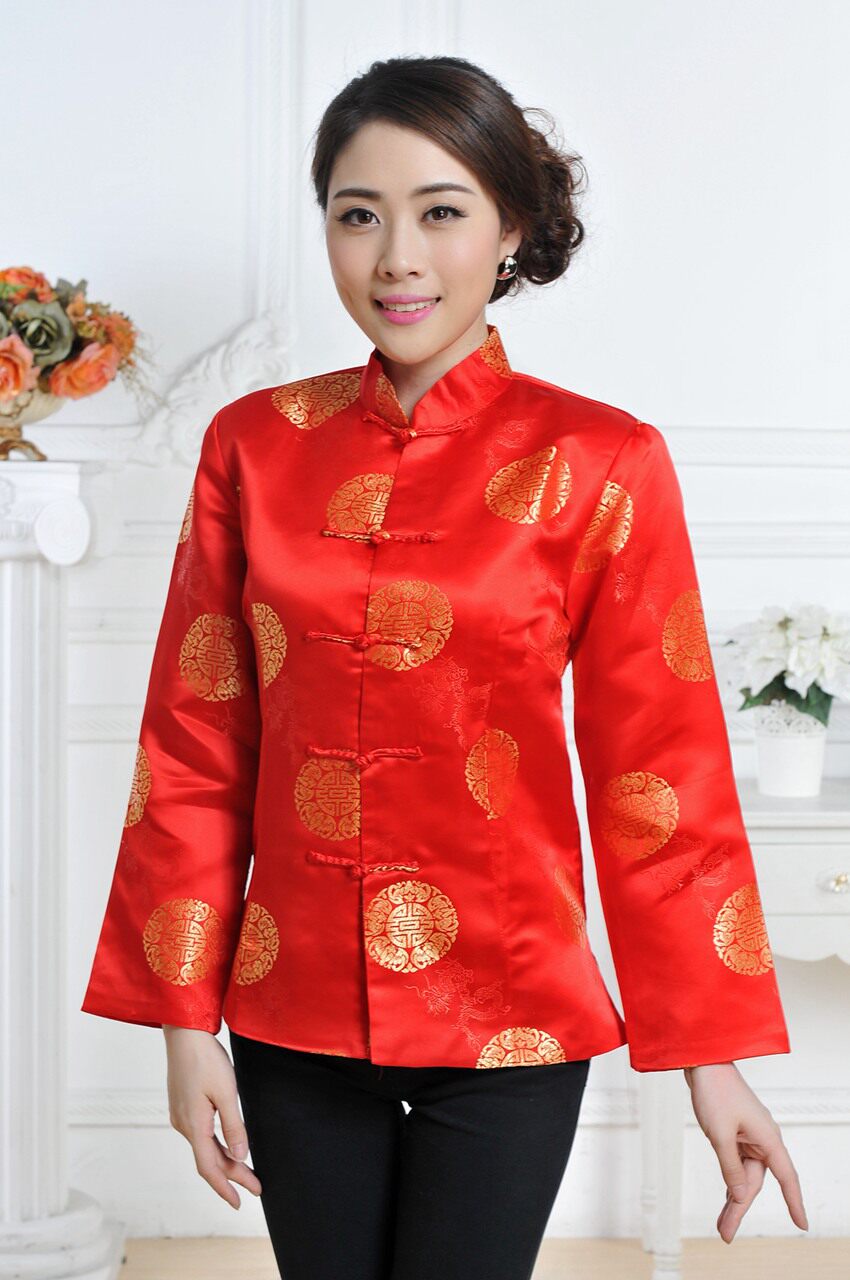 富贵女士唐装长袖外套上衣婚宴舞台年会表演工作服男女情侣装单衣