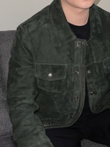 LA CALIFFA Roman holiday lover TF Wind olive green Elegant Temperament Small Sheepskin Denim Jacket