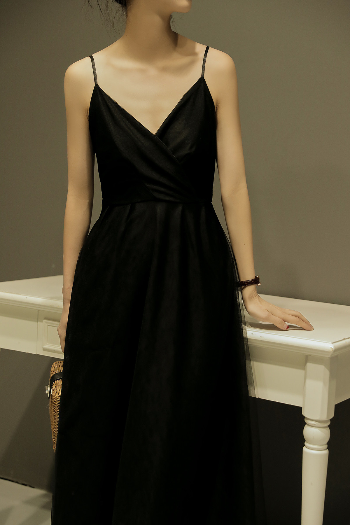 现货实拍2020夏 新品 黑天鹅复古大摆裙网纱裙女显瘦高腰度假裙女