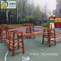 Kindergarten outdoor wooden climbing frame childrens physical training combination sensory training equipment carbonized wood climbing ladder