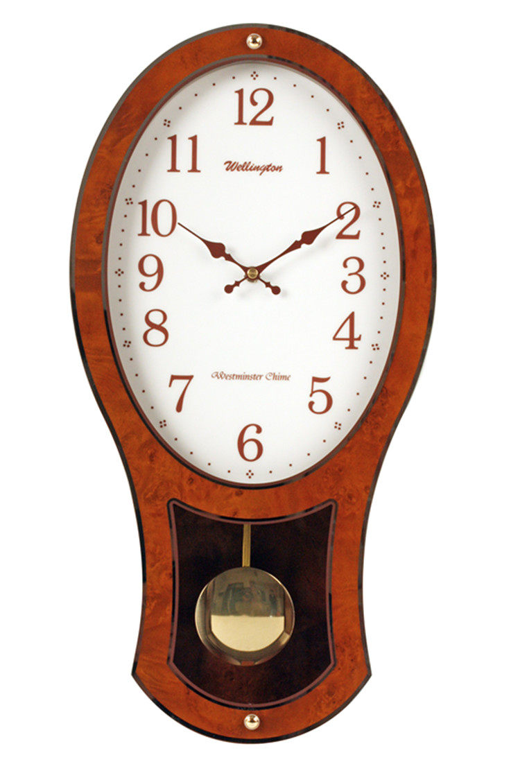 英国威灵顿欧式石英钟表木制静音客厅报时挂钟日本机芯_7折现价595元