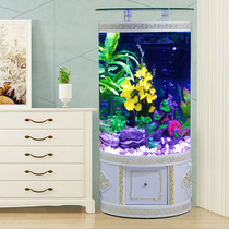 European semi-circular fish tank aquarium small and medium 80cm long floor living room self-circulation ecological water-free