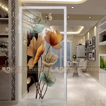 Modern simple fashion art glass living room hall aisle screen partition Shoe cabinet entrance background wall European style flower