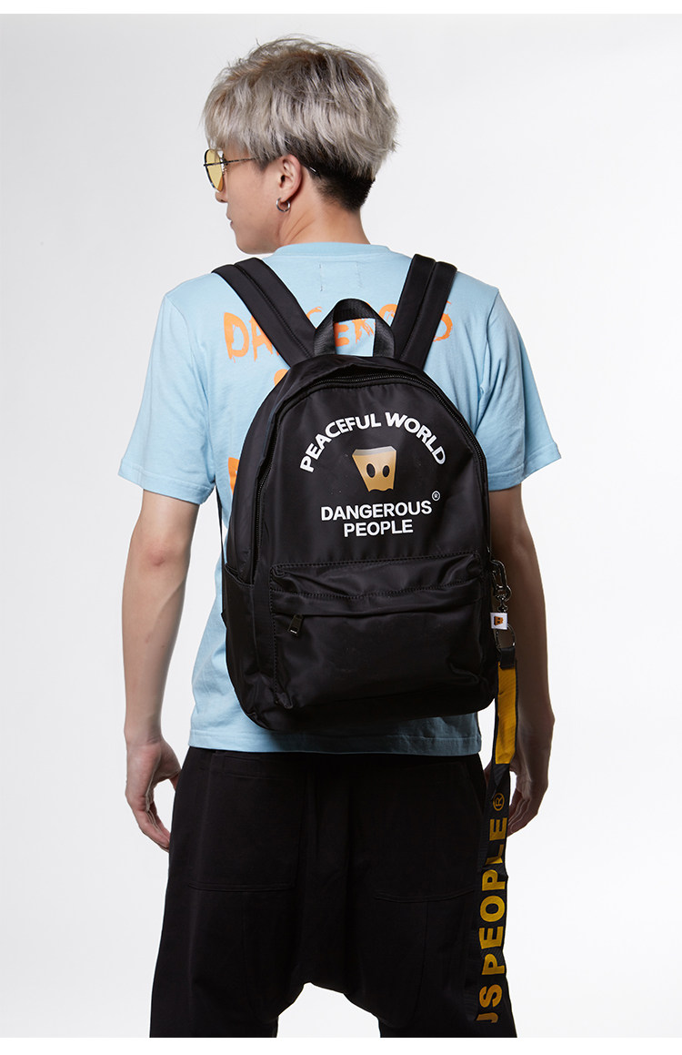 dangerouspeople薛之谦dsp黑色大号印花纸袋人多功能尼龙双肩包