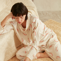 Dodo Cocoa Pyjamas Lady Spring Fall Human Cotton Soft Tencel Printed Cover Head Long Sleeve Long Pants Home Suit Suit