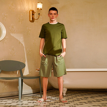 Dodo Cocoa Pyjamas Mens Summer Pure Cotton Casual Cover Short Sleeve Shorts Suit can be worn outside the home