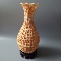 Dehua white jade porcelain art hollow vase vase inserted bamboo decoration piece Antique porcelain all hand antique old goods