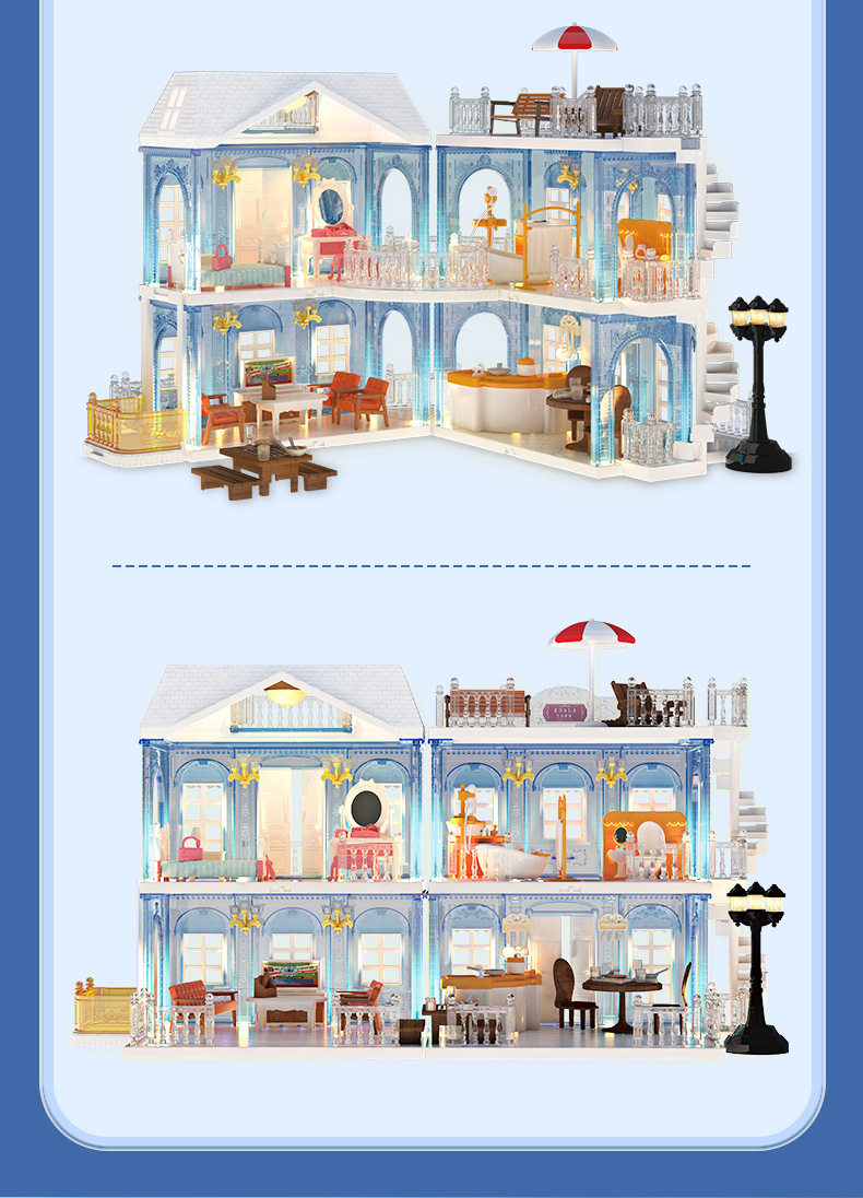 儿童梦幻灯光水晶屋过家家女孩diy小屋别墅组装拼搭玩具公主礼物