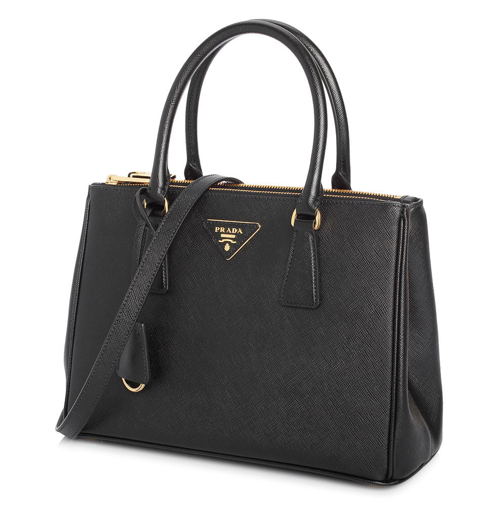 prada/普拉达 黑色十字纹牛皮女包手提斜挎杀手包