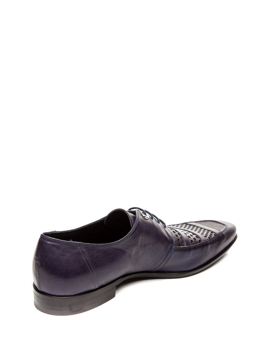 roberto botticelli 深紫几何镂空系带德比鞋