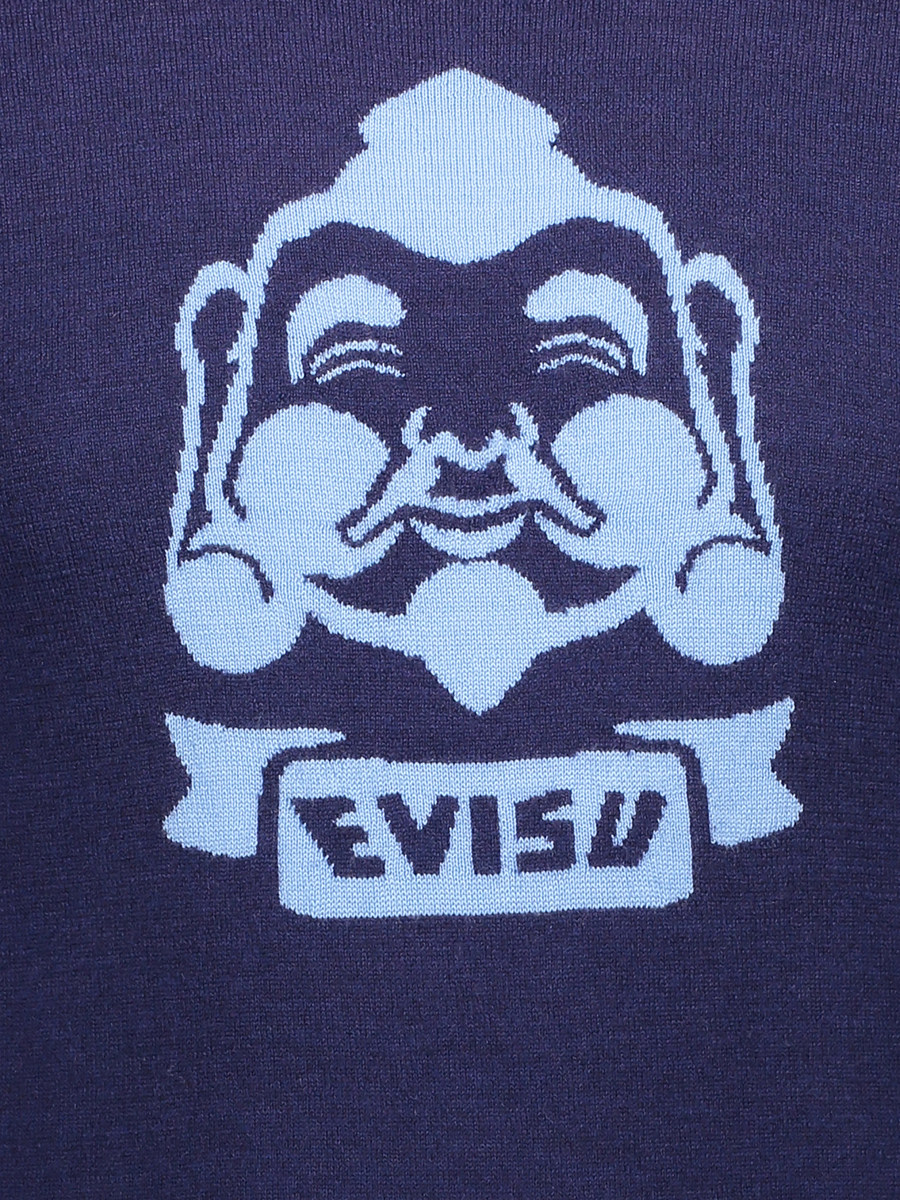 evisu 深蓝色圆领卡通图案饰针织衫 - 小轩窗