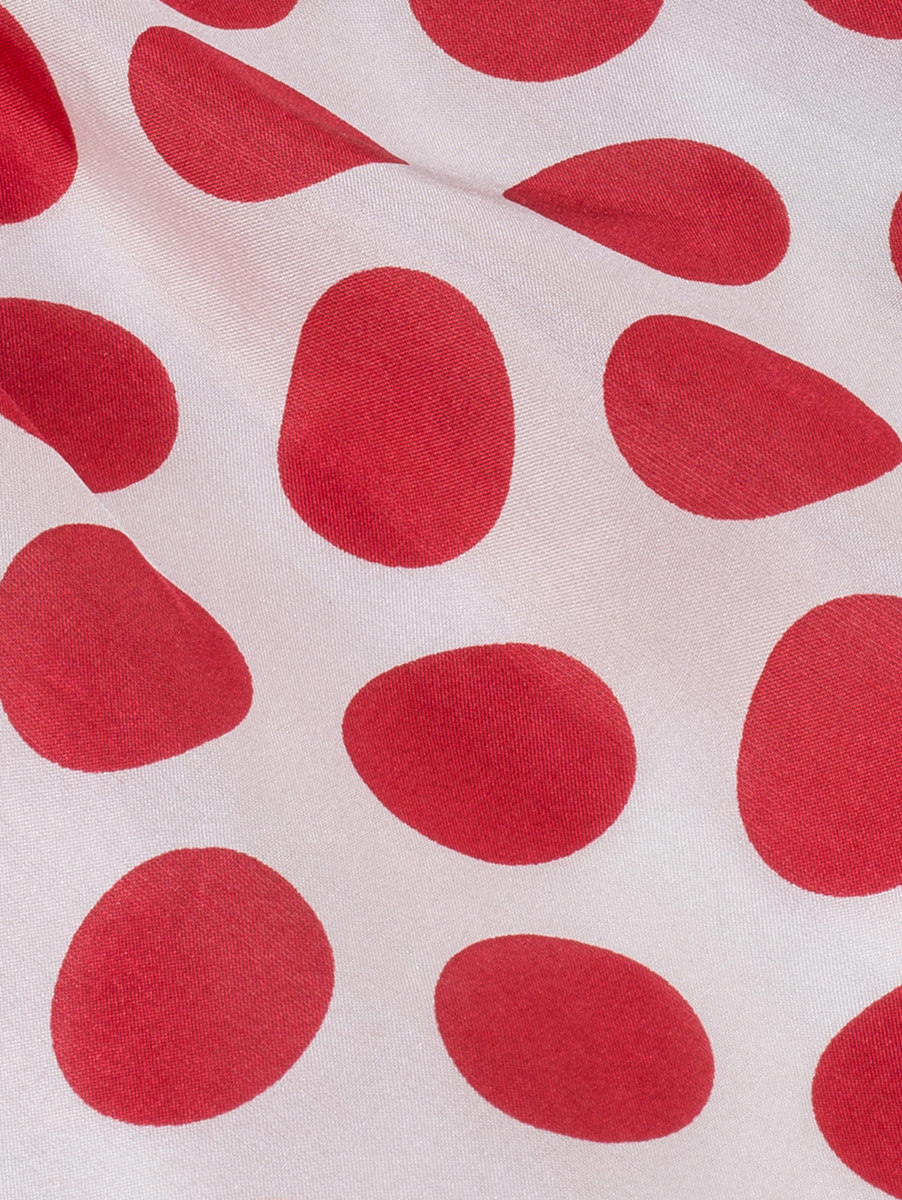 dolce&gabbana 红白拼色波点泡泡袖上衣