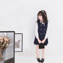 Fall Girls Academy Wind suit 2020 new childrens shirt girl waistcoat Waistcoat Dress two sets