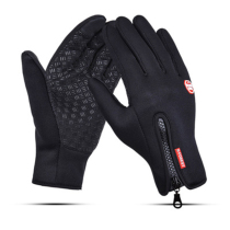 Outdoor sports autumn winter men ladies anti-pouring water and warm gloves cycling touch screen zipper ski gloves