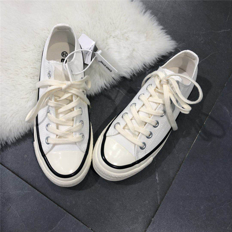 林先森经典款evenstar自留白色低帮帆布鞋百搭板鞋布鞋复古男女情侣鞋