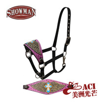 American import Showman Western equestrian pure leather carving display halter American light 7512