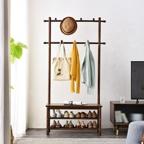 Aibiju solid wood floor-landing coat rack household door hanger shoe rack integrated storage multifunctional clothes rack
