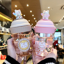 Childrens water glasses high face value Girls cute plastic High temperature resistant Summer cups Inward Wind water bottle portable