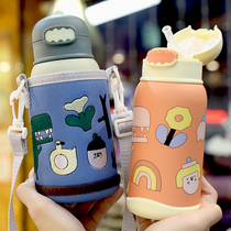 Boy thermos cup children 316 stainless steel water cup primary school students go out oblique cross anti-fall kindergarten baby kettle
