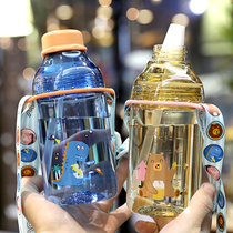 Water Cup female Net red creative summer children drinking water cup with straw girl heart students diagonal straight drinking water pot