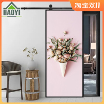 Color carved door custom sticker door barn door graffiti door solid wood composite paint hanging rail door custom door