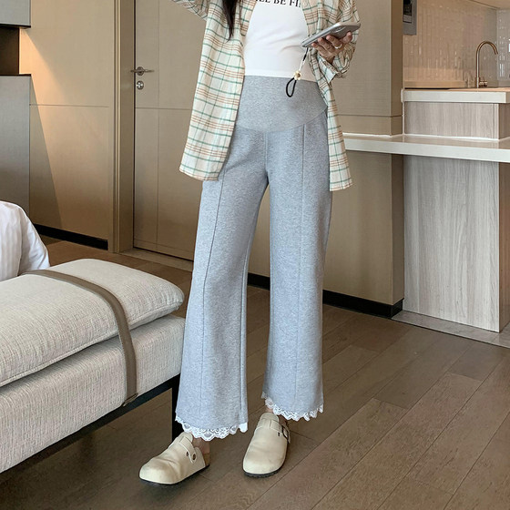 Autumn pregnant women's sweatshirt wool lace lace belly support to make them look thin, high waist loose and comfortable casual nine-point pants elastic
Autumn pregnant women's sweatshirt wool lace lace belly support to make them look thin, high waist loose and comfortable casual nine-point pants elastic