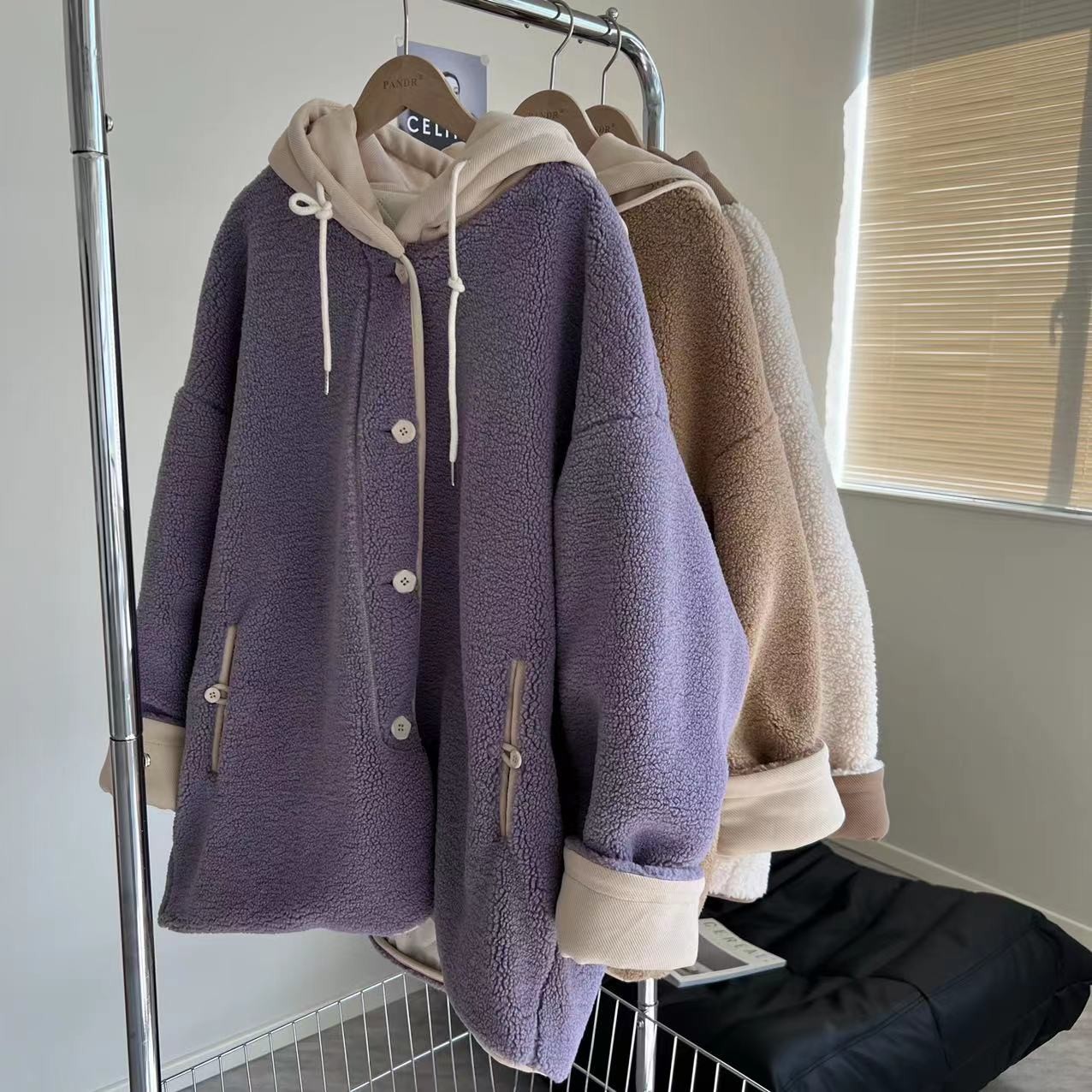 Customize the foreign air warm ~ pregnant woman autumn and winter plus suede jacket Korean lanolin wool even hoodie-taobao-Taobao