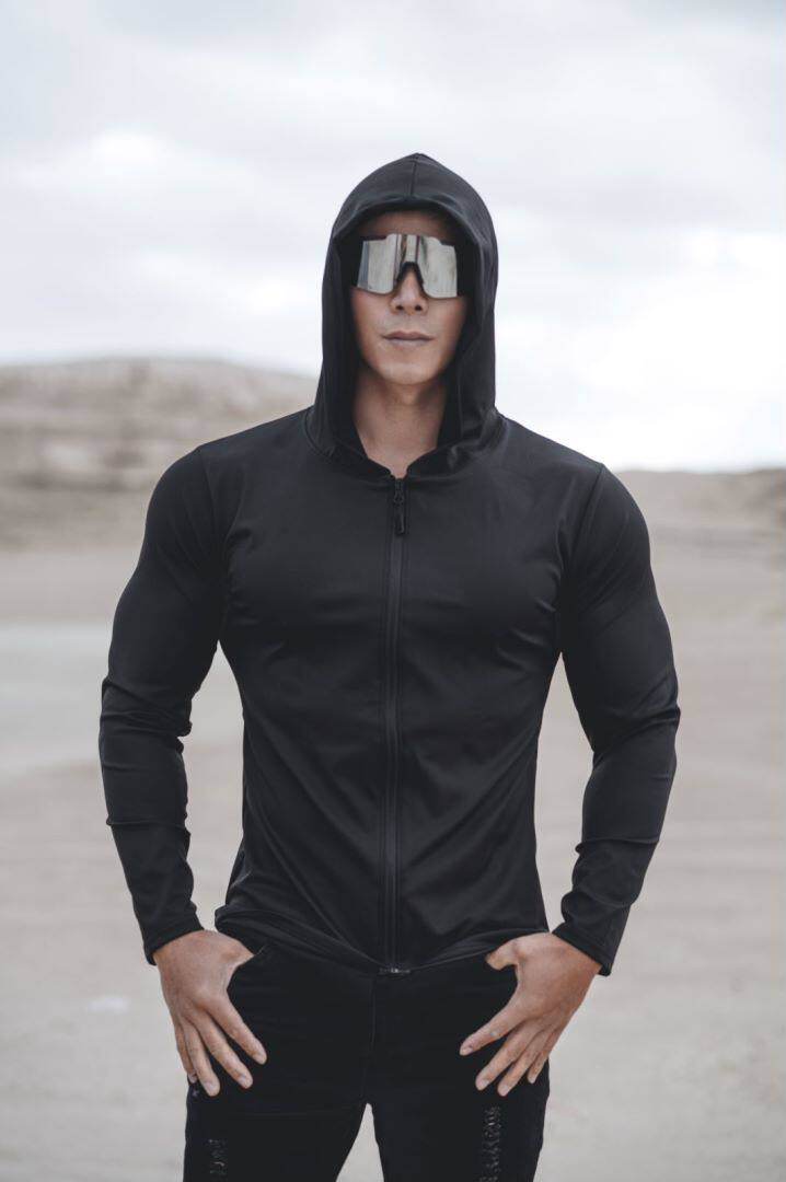 Sport zali uchun tez quriydigan uzun yengli, fermuarli kapshonli sport kiyimi, kardigan, dam olish uchun quyoshdan himoya qiluvchi kiyim, kurtka